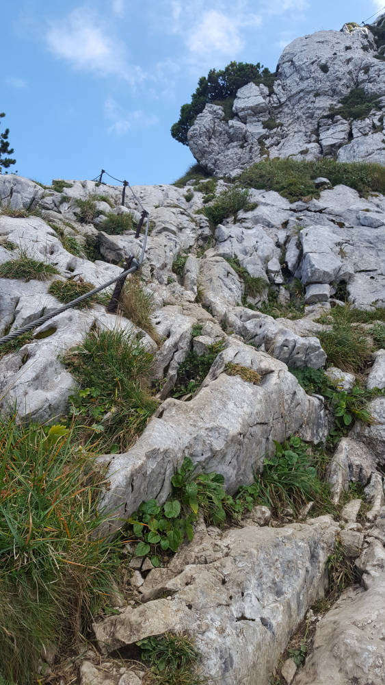 Drahtseilsicherung auf dem Ostweg zur Benediktenwand