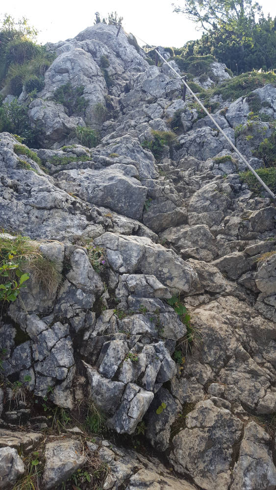 Drahtseilsicherung auf dem Ostweg zur Benediktenwand