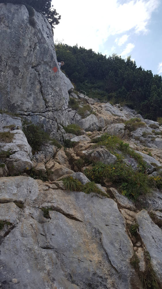 Drahtseilsicherung auf dem Ostweg zur Benediktenwand