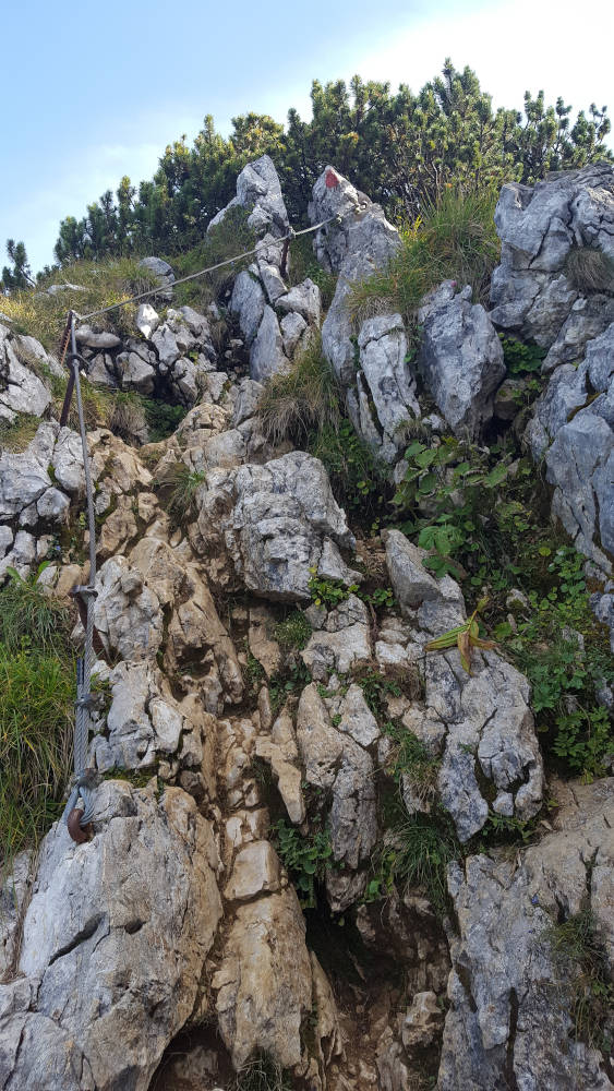 Drahtseilsicherung auf dem Ostweg zur Benediktenwand