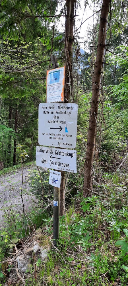 Schilderbaum auf dem Wanderweg zu Hohe Kisten