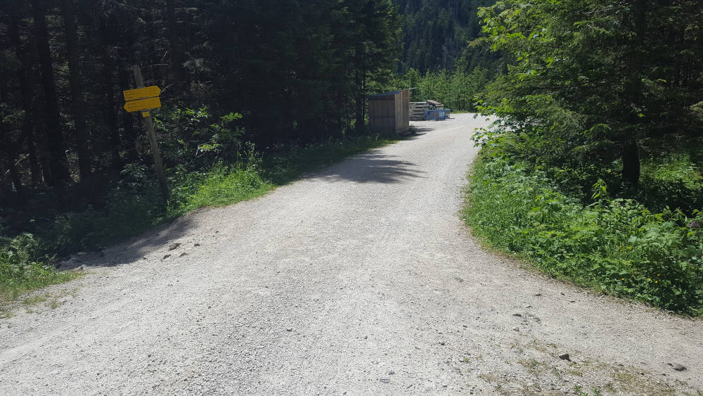 Kreuzung zum Wanderweg des Mooslahnerkopfs