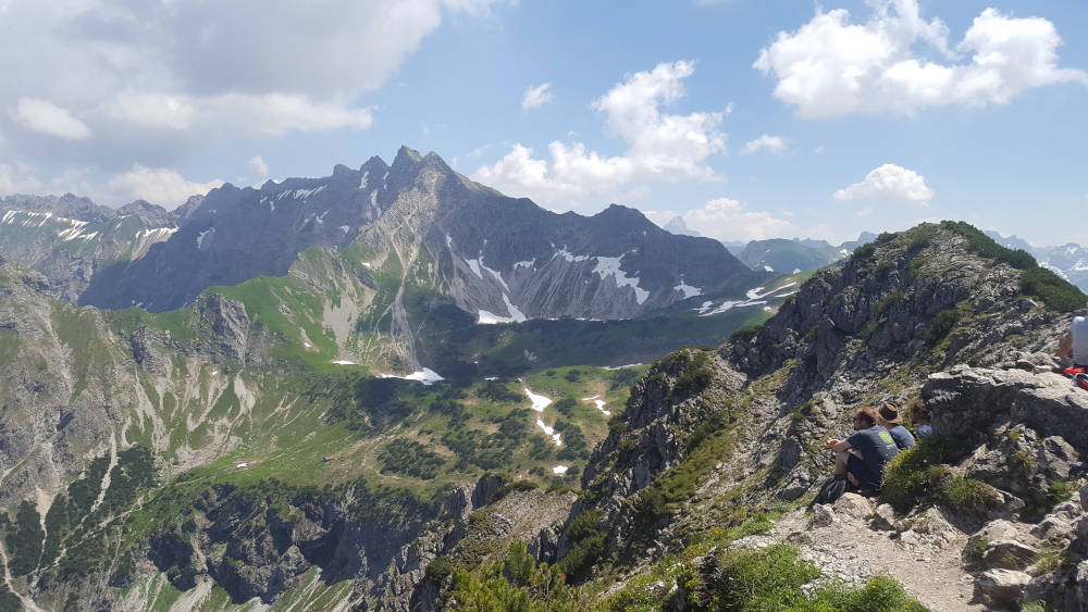 Blick auf das Nebelhorn und den Großen Grundkopf vom Rubihorn aus