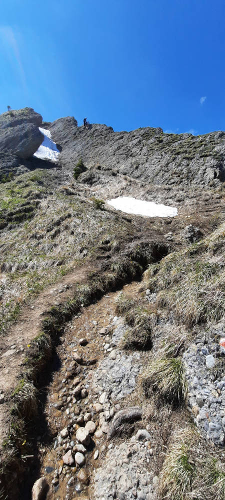 Drahtseilsicherung am Wanderweg zum Stuiben