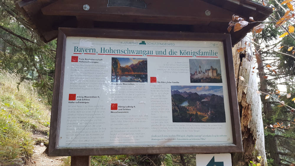 Hinweistafel über Bayern, Hohenschwangau und die Königsfamilie
