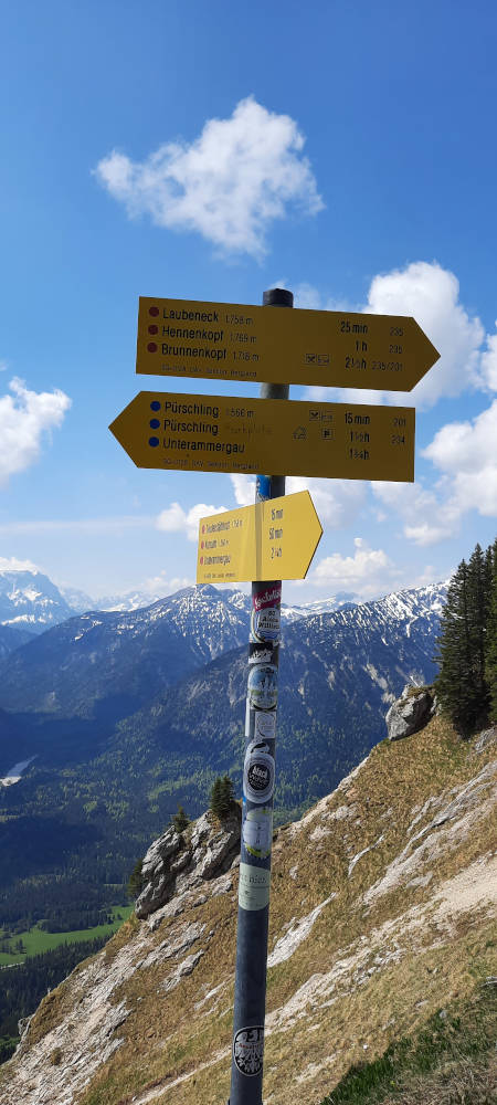 Schilderbaum auf dem Wanderweg zum Teufelstättkopf