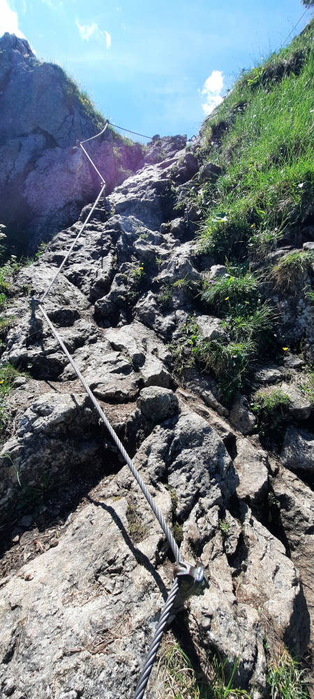 Drahtseilsicherung vor dem Zinken