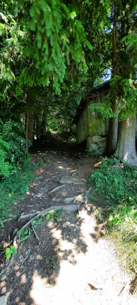 Holzhütte auf dem Wanderweg zum Zinken